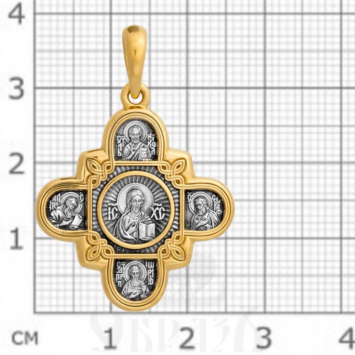 крест «господь вседержитель. казанская икона божией матери и восемь святых», серебро 925 проба с золочением (арт. 101.065)