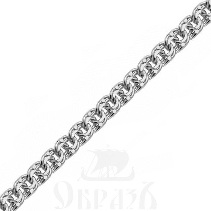 цепь плетение "бисмарк" с алмазной огранкой серебро 925 пробы с родированием (арт. бгр-40)