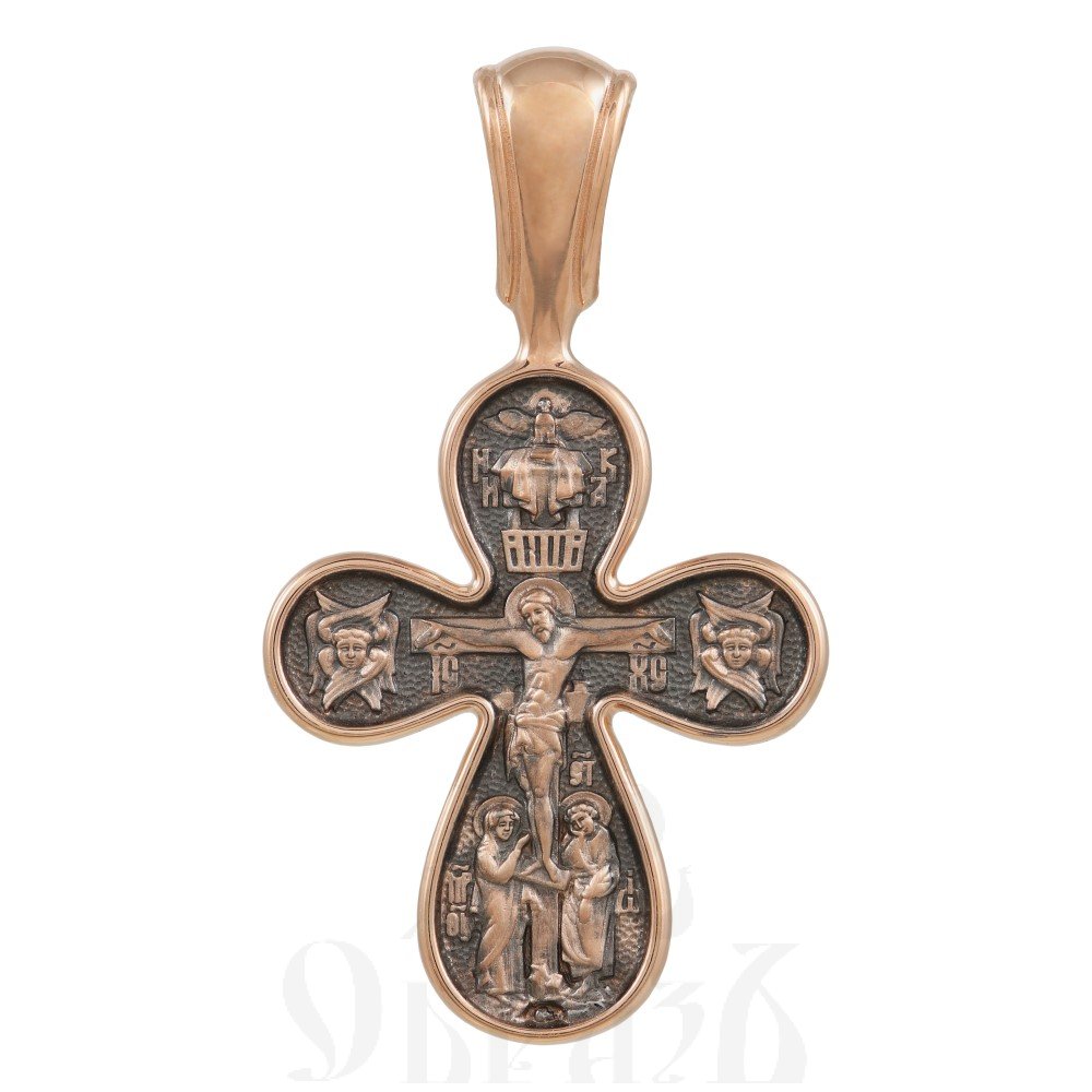 крест «распятие. покров божией матери», золото 585 проба красное (арт. 201.490-1)