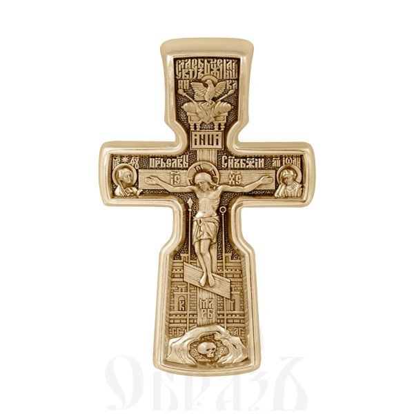 крест «распятие с предстоящими. святой николай чудотворец», золото 585 проба желтое (арт. 201.517)